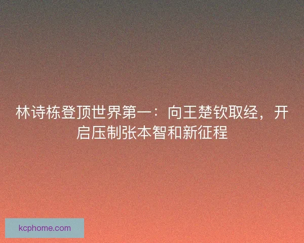 林诗栋登顶世界第一：向王楚钦取经，开启压制张本智和新征程