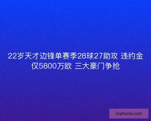 22岁天才边锋单赛季28球27助攻 违约金仅5800万欧 三大豪门争抢