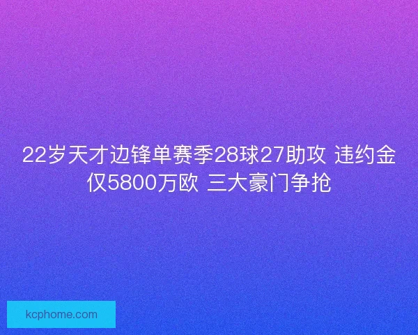 22岁天才边锋单赛季28球27助攻 违约金仅5800万欧 三大豪门争抢