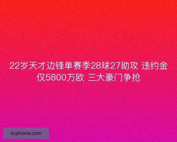 22岁天才边锋单赛季28球27助攻 违约金仅5800万欧 三大豪门争抢